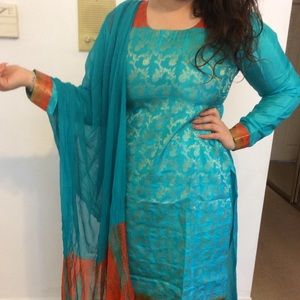 Pakistani Indian Suit Dress Salwar Kameez Pure Silk